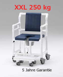 XXL Duschstuhl und Toilettenstuhl, 250 kg, auch mit erweiterter Sitztiefe